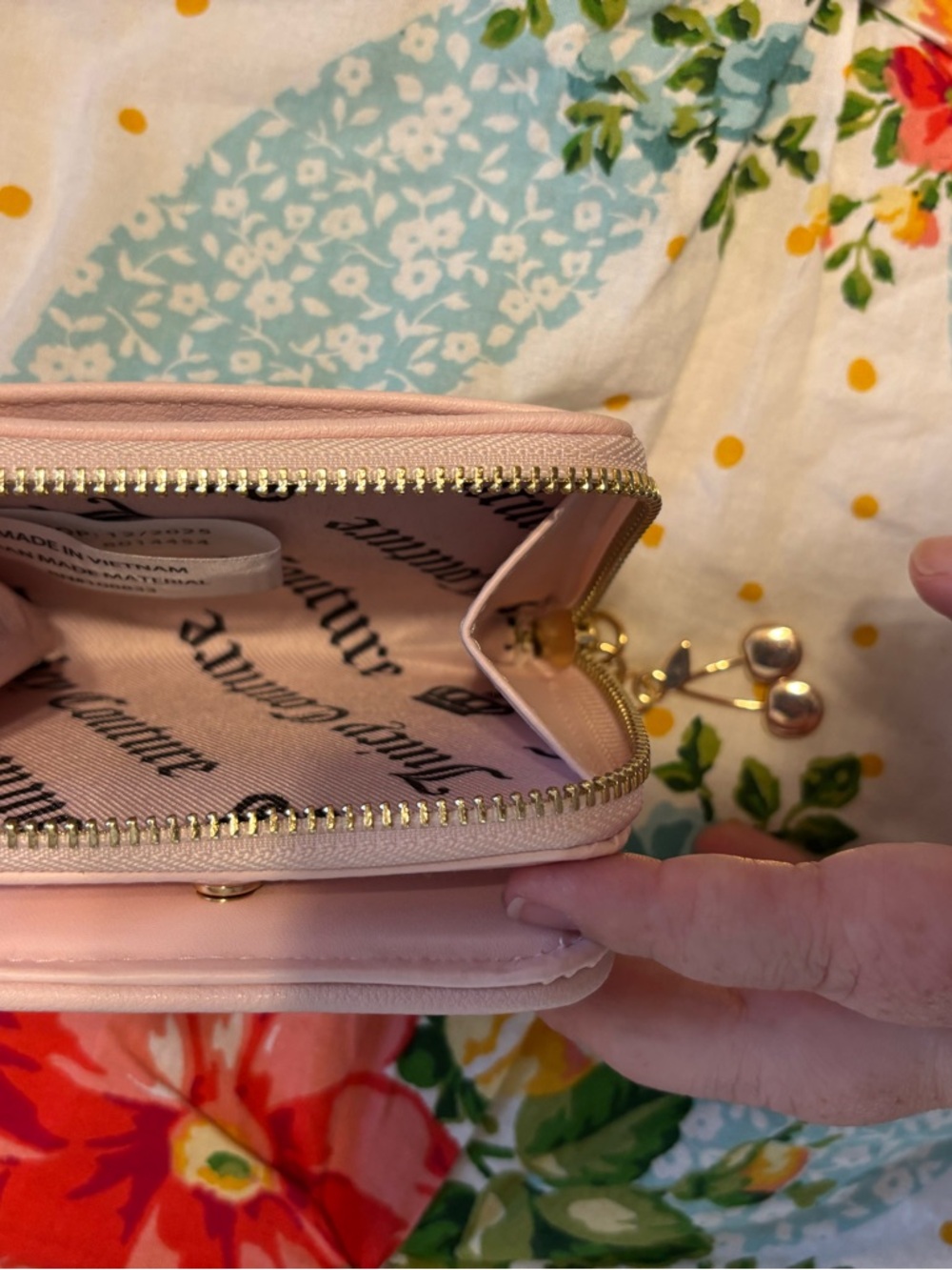 Juicy Couture Blue Cherry Print Wallet with Pink Trim - Picture 7 of 7